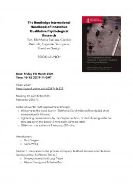 Διαδικτυακή παρουσίαση διεθνούς συλλογικού τόμου_The Routledge International Handbook of Innovative Qualitative Psychological Research